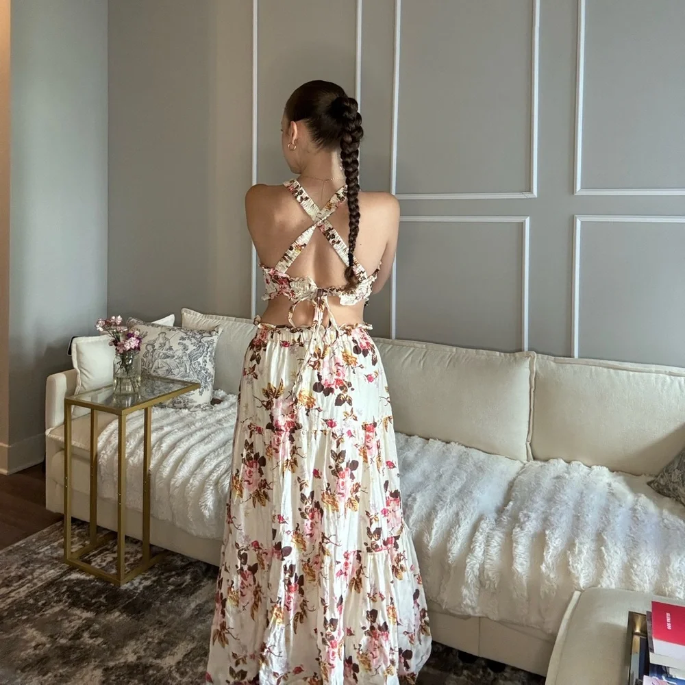 Sea New York Cream and Red Floral Maxi Dress - Picture 3 of 6